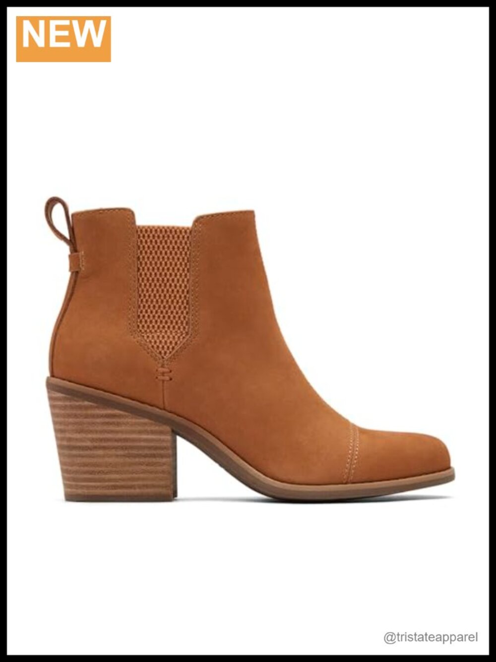 TOMS Women's Everly Suede Leather Ankle Bootie Chelsea Boots with Block Heel